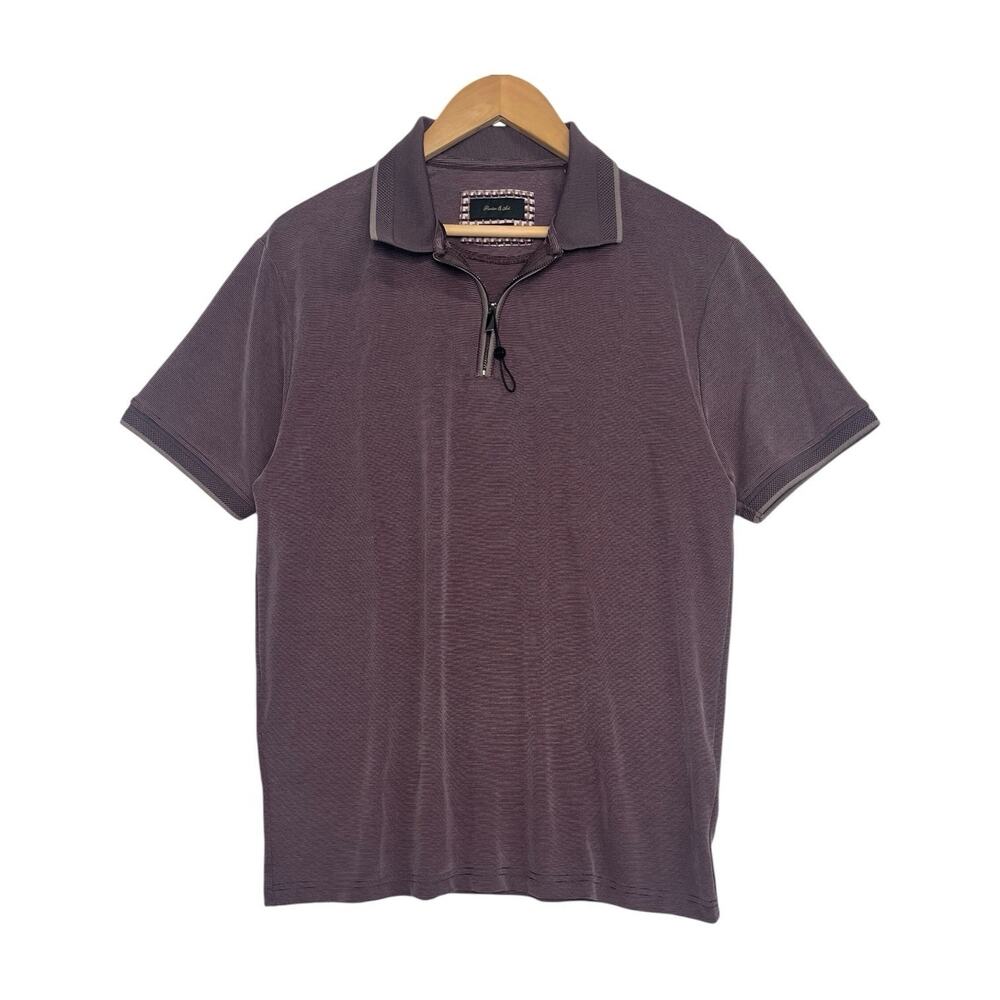 New Porter And Ash Sandwashed Polo Shirt Mens Large Purple Quarter Zip Preppy